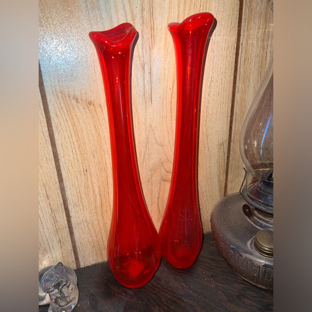 Vintage Kreiss vases. Beautiful vibrant orange